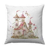 Enchanted Castle Pillow, Fairy Tale Home Decor, Whimsical Kids Room Pillow, Cute Cottage Design, Butterfly Accent, Magical Pillow Gift - Tawshia